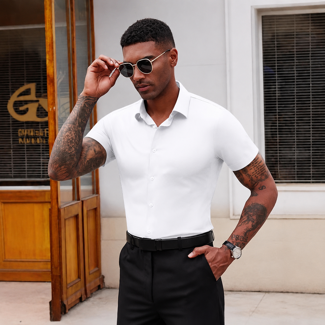 Men's Slim Fit Stretch Dress Shirt
