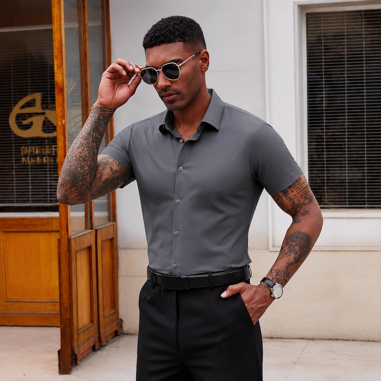 Men's Slim Fit Stretch Dress Shirt