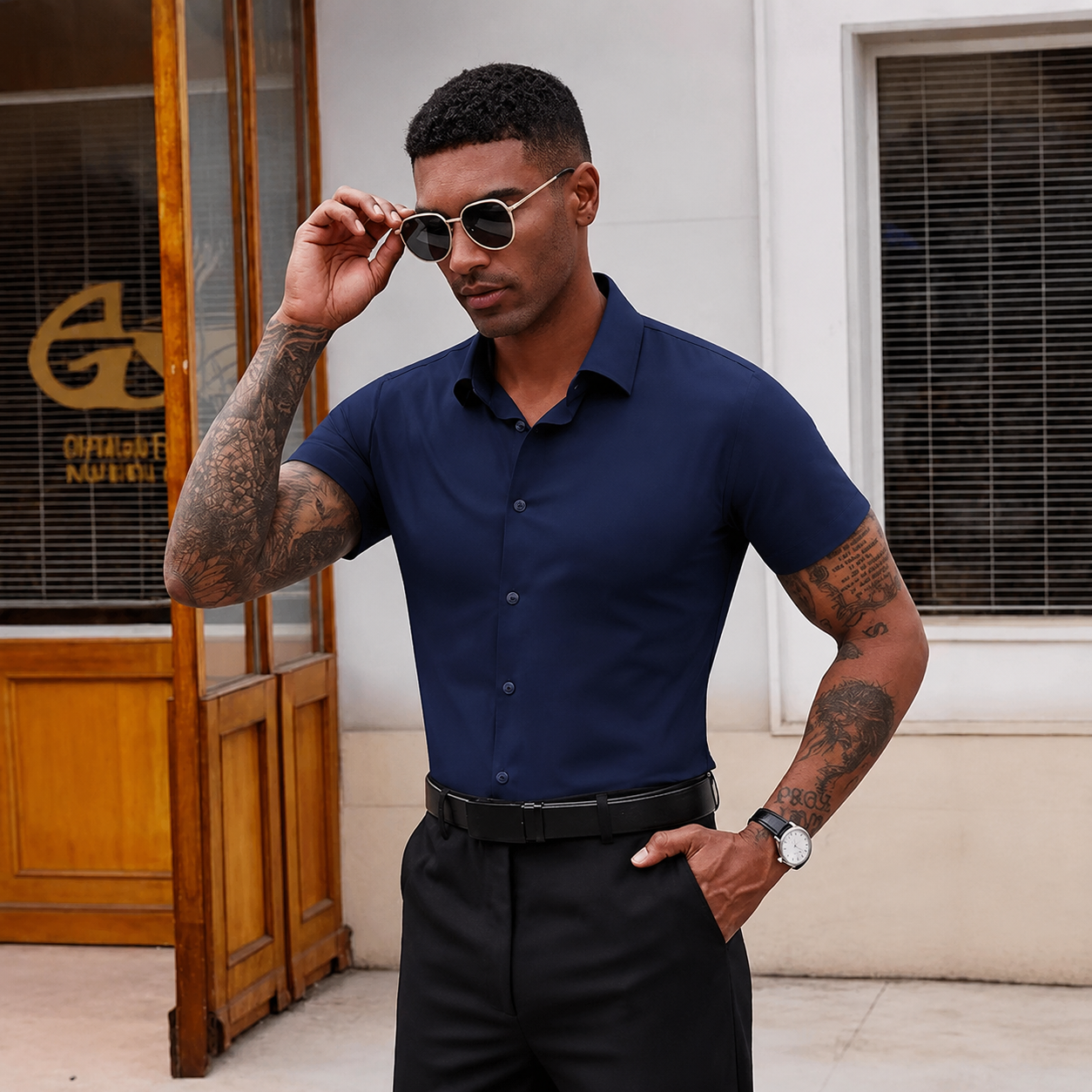 Men's Slim Fit Stretch Dress Shirt