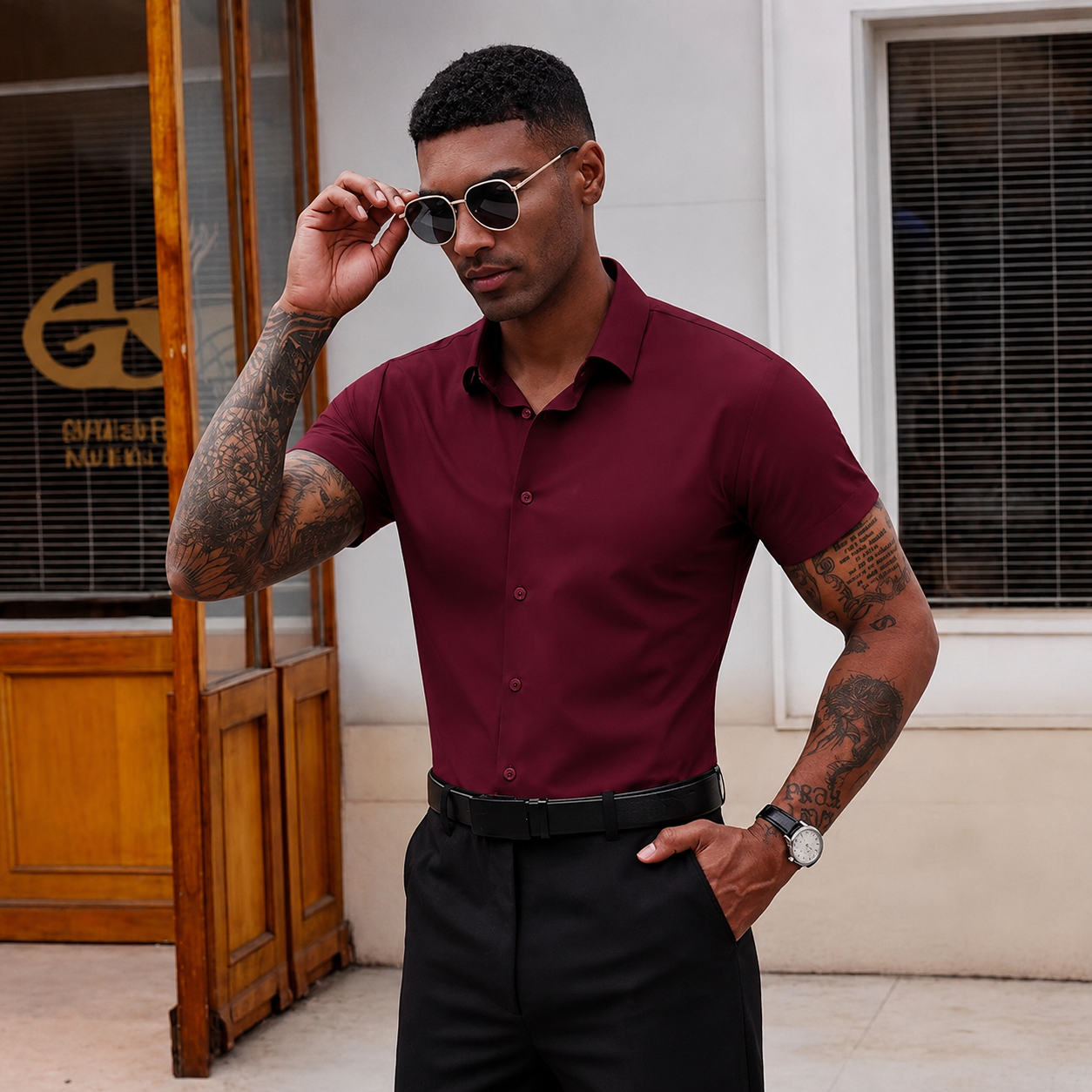 Men's Slim Fit Stretch Dress Shirt