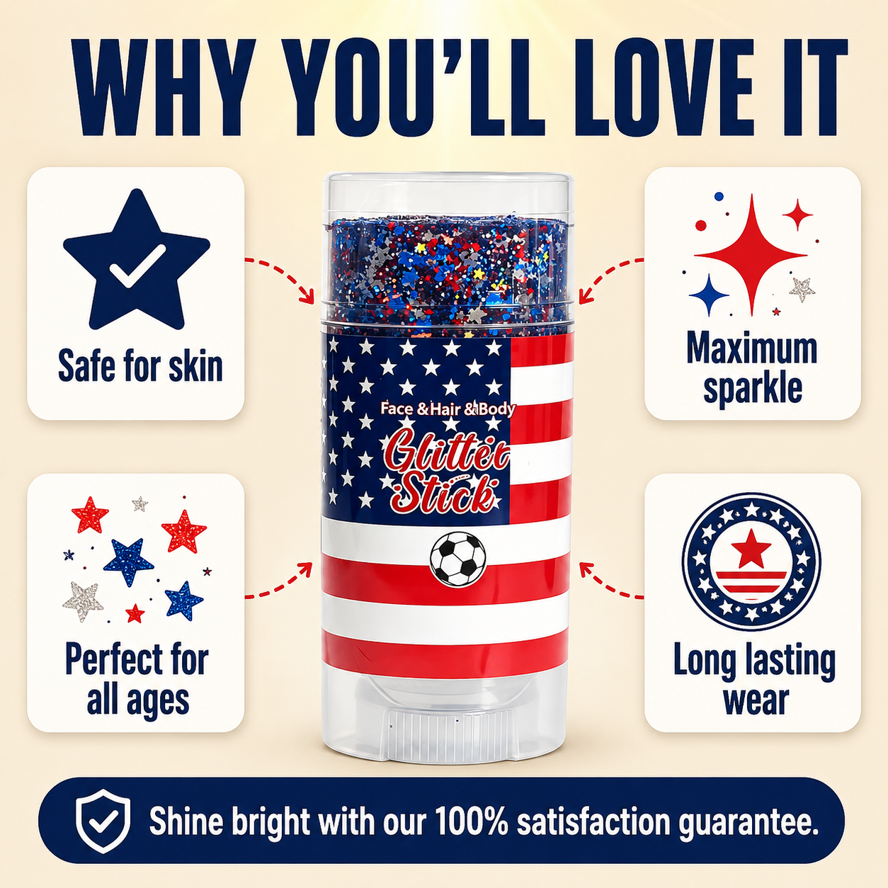 4th of July Glitter Stick