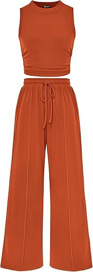 Trousers Elastic Waist Loose-fitting Sleeveless Shirt Suit